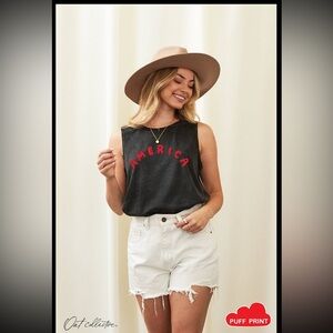 OAT COLLECTIVE America Puff Acid Wash Graphic Tank Top